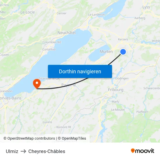 Ulmiz to Cheyres-Châbles map