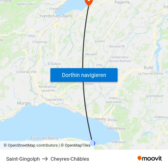 Saint-Gingolph to Cheyres-Châbles map