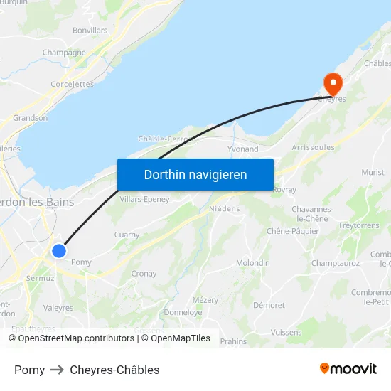 Pomy to Cheyres-Châbles map