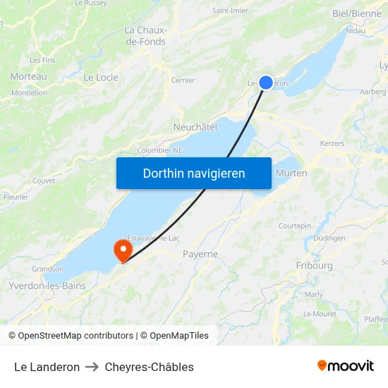 Le Landeron to Cheyres-Châbles map