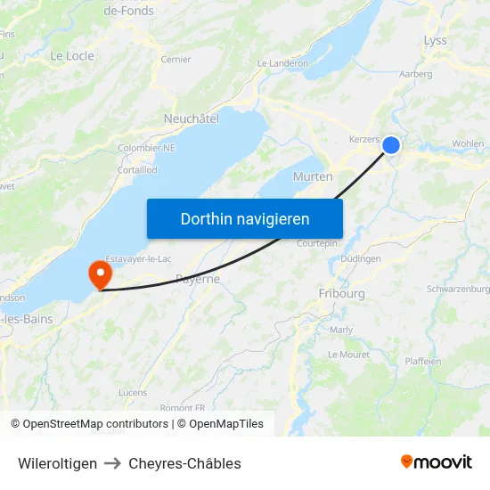 Wileroltigen to Cheyres-Châbles map