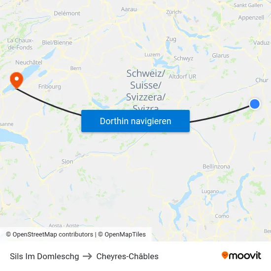 Sils Im Domleschg to Cheyres-Châbles map