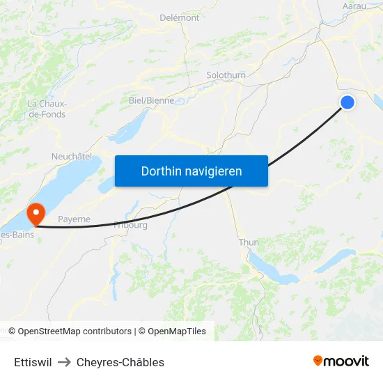 Ettiswil to Cheyres-Châbles map