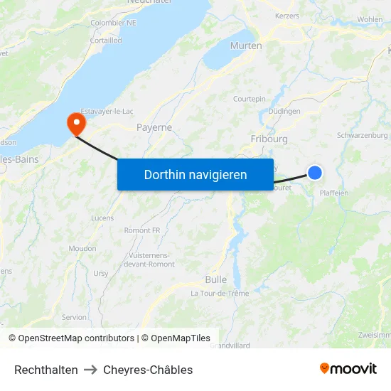 Rechthalten to Cheyres-Châbles map