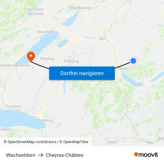 Wachseldorn to Cheyres-Châbles map