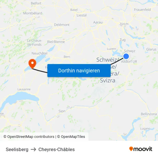 Seelisberg to Cheyres-Châbles map
