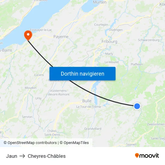 Jaun to Cheyres-Châbles map
