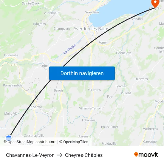 Chavannes-Le-Veyron to Cheyres-Châbles map