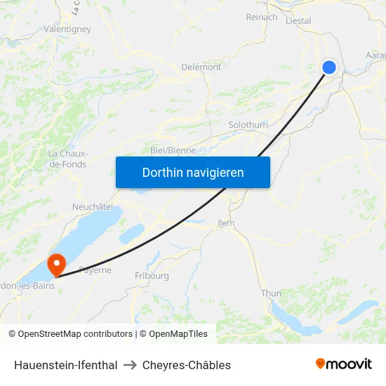 Hauenstein-Ifenthal to Cheyres-Châbles map
