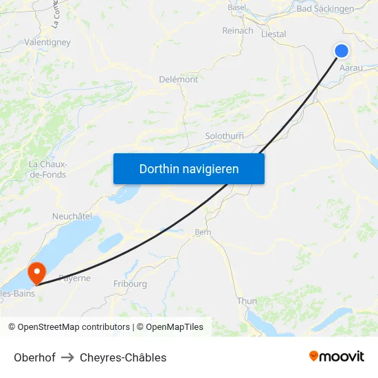 Oberhof to Cheyres-Châbles map
