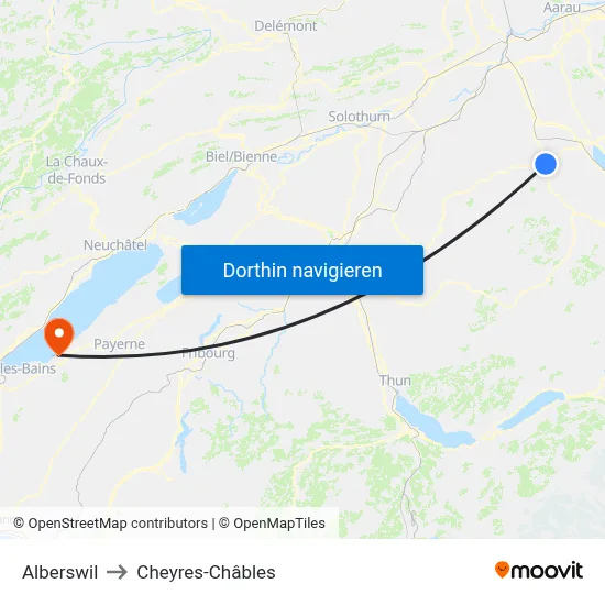 Alberswil to Cheyres-Châbles map