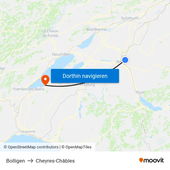 Bolligen to Cheyres-Châbles map
