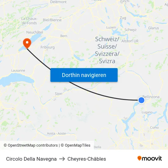 Circolo Della Navegna to Cheyres-Châbles map
