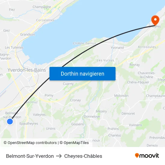 Belmont-Sur-Yverdon to Cheyres-Châbles map
