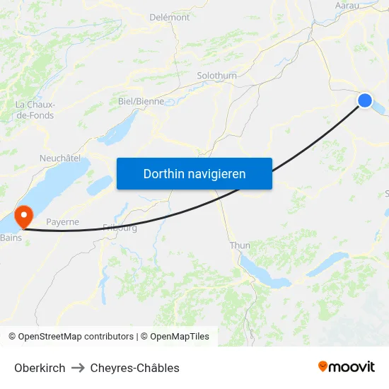 Oberkirch to Cheyres-Châbles map