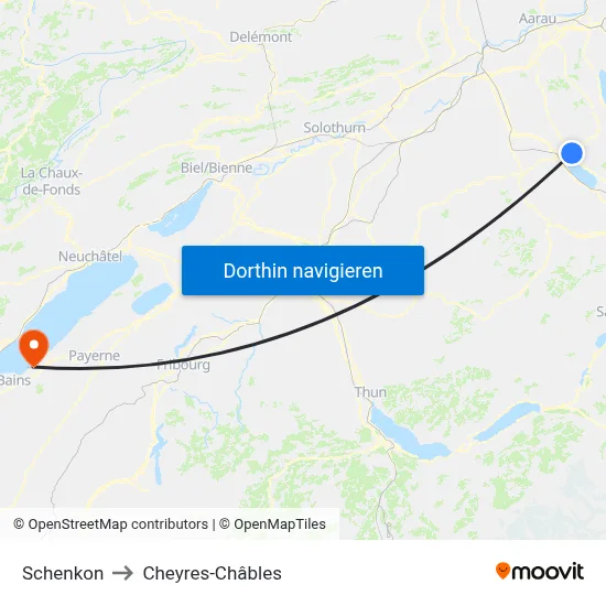 Schenkon to Cheyres-Châbles map