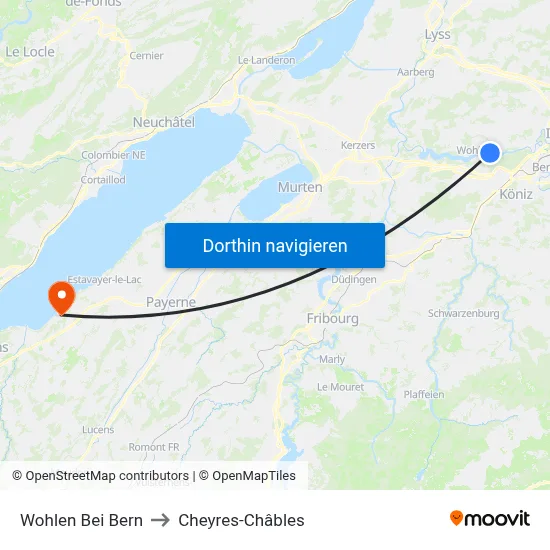 Wohlen Bei Bern to Cheyres-Châbles map