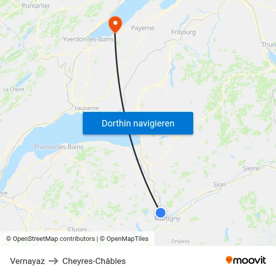 Vernayaz to Cheyres-Châbles map