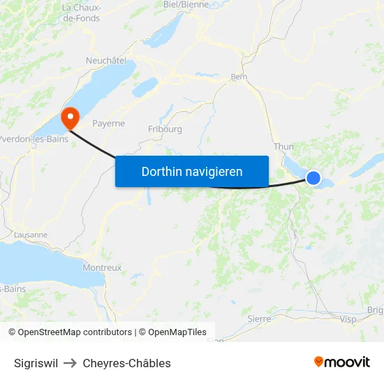 Sigriswil to Cheyres-Châbles map