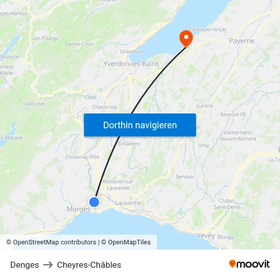 Denges to Cheyres-Châbles map