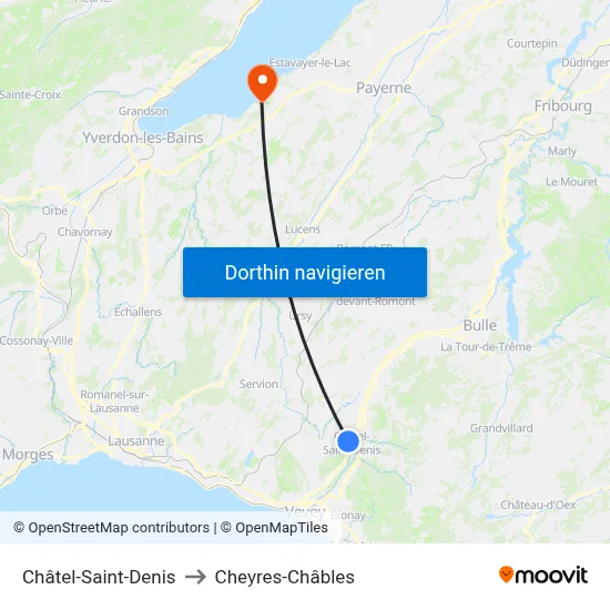 Châtel-Saint-Denis to Cheyres-Châbles map