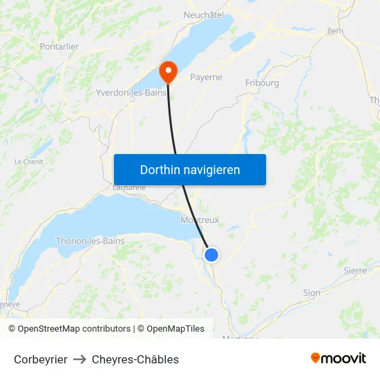 Corbeyrier to Cheyres-Châbles map