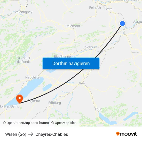 Wisen (So) to Cheyres-Châbles map