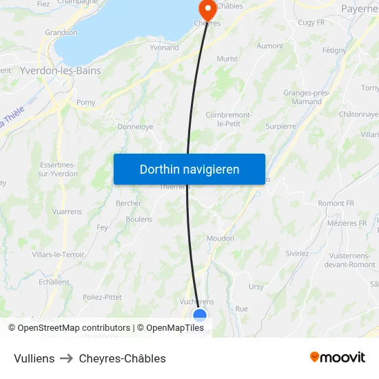 Vulliens to Cheyres-Châbles map