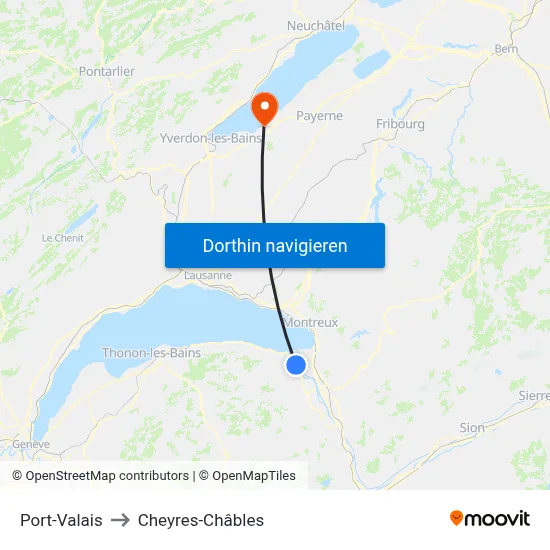Port-Valais to Cheyres-Châbles map
