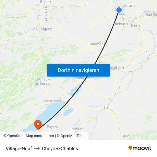 Village-Neuf to Cheyres-Châbles map