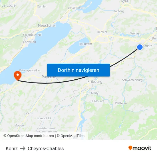 Köniz to Cheyres-Châbles map