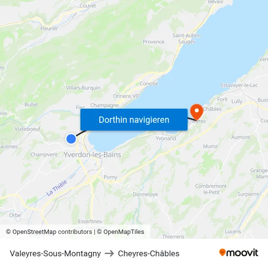 Valeyres-Sous-Montagny to Cheyres-Châbles map