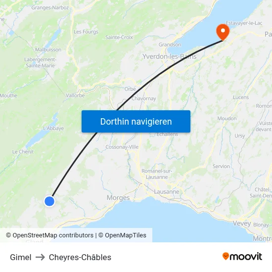 Gimel to Cheyres-Châbles map