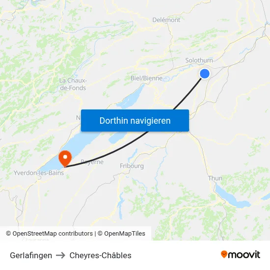 Gerlafingen to Cheyres-Châbles map