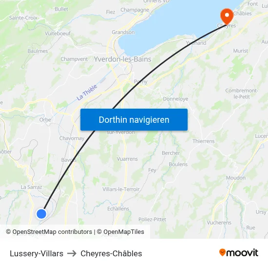 Lussery-Villars to Cheyres-Châbles map