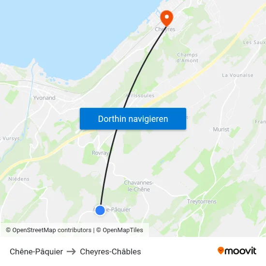 Chêne-Pâquier to Cheyres-Châbles map
