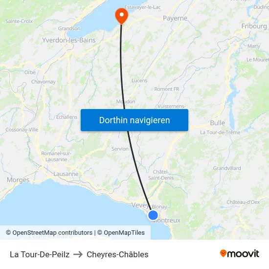 La Tour-De-Peilz to Cheyres-Châbles map