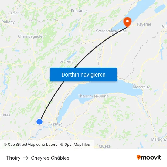 Thoiry to Cheyres-Châbles map