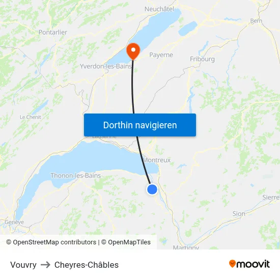 Vouvry to Cheyres-Châbles map
