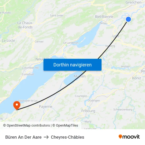 Büren An Der Aare to Cheyres-Châbles map