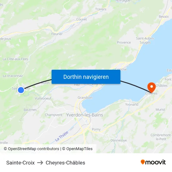 Sainte-Croix to Cheyres-Châbles map