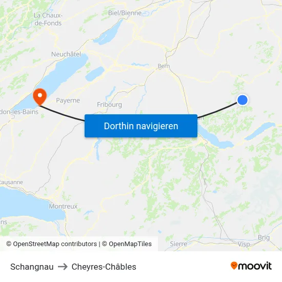 Schangnau to Cheyres-Châbles map
