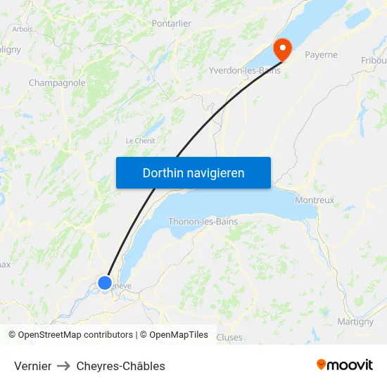 Vernier to Cheyres-Châbles map