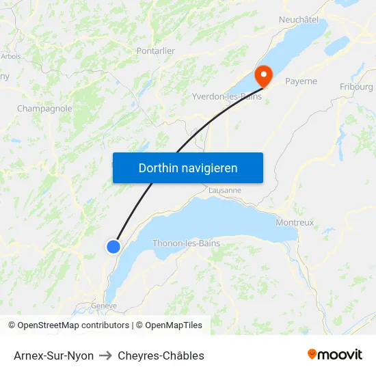 Arnex-Sur-Nyon to Cheyres-Châbles map