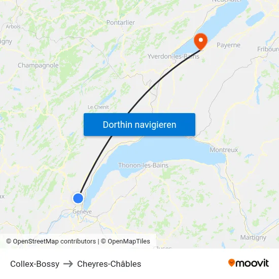 Collex-Bossy to Cheyres-Châbles map