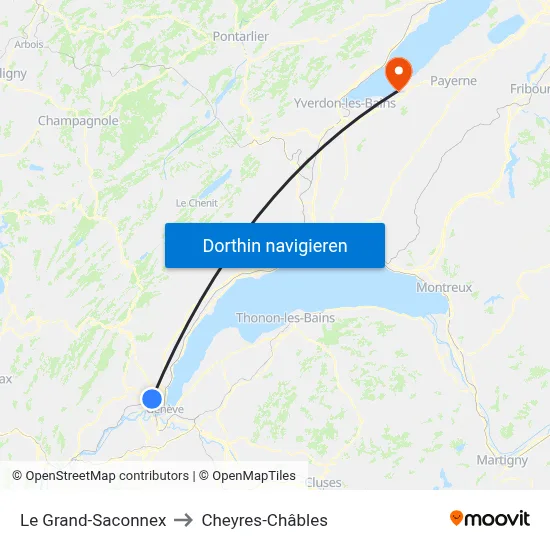 Le Grand-Saconnex to Cheyres-Châbles map
