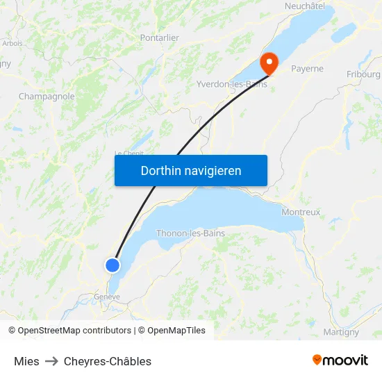 Mies to Cheyres-Châbles map