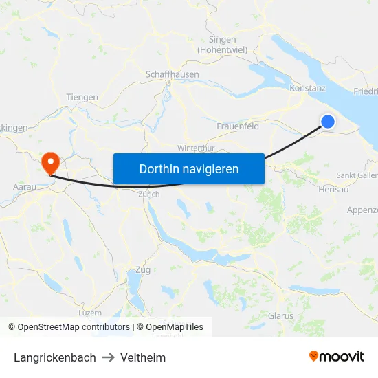Langrickenbach to Veltheim map