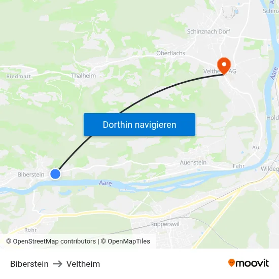 Biberstein to Veltheim map