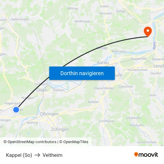 Kappel (So) to Veltheim map